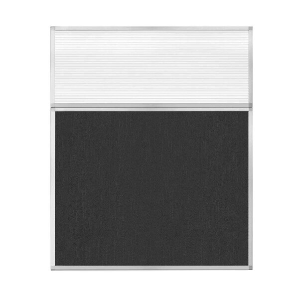 Hush Panel Configurable Cubicle Partition 5' x 6' W/ Window Black Fabric Clear Fluted Window